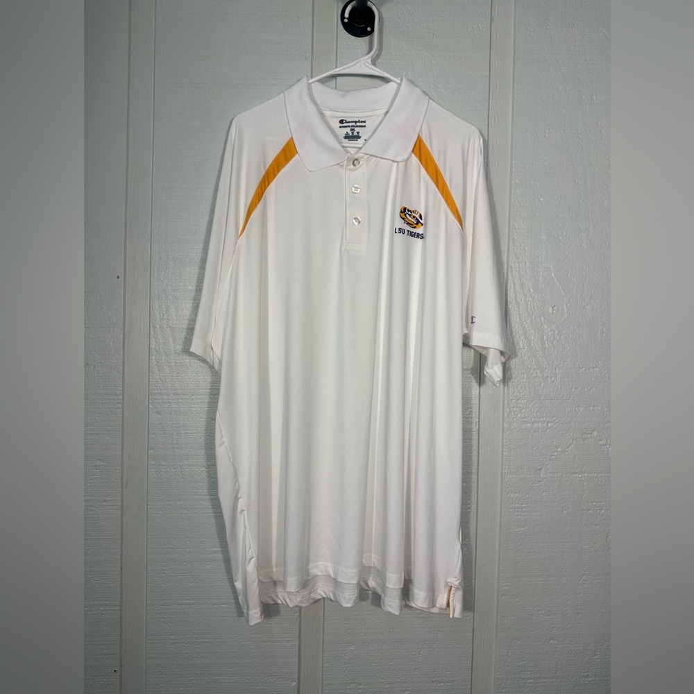 Champion LSU White Mens Polo Size 2XL EUC